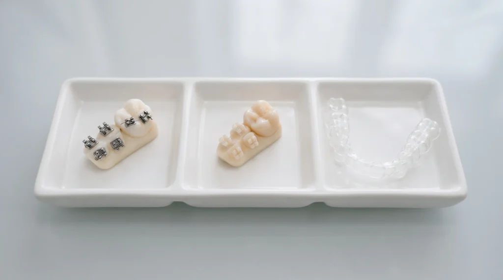 average cost of braces in new jersey by type, metal, ceramic and aligners